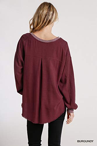Umgee Women's Frayed Hem Layered Top - Stylish Casual Blouse for Everyday Wear | Perfect for Office, Date Night & Weekend Outfits