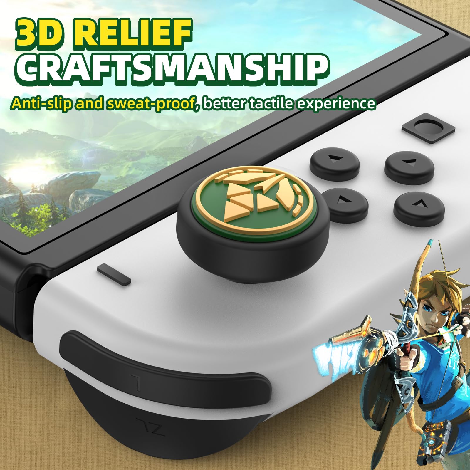 IINE Joycon Thumb Grip Caps, Game-Themed Joystick Covers Compatible with Nintendo Switch/OLED/Switch Lite - Soft Silikon Thumbstick Caps for Enhanced Gaming Comfort | Perfect for Nintendo Switch Gaming Sessions, Travel Protection & Long Play Comfort
