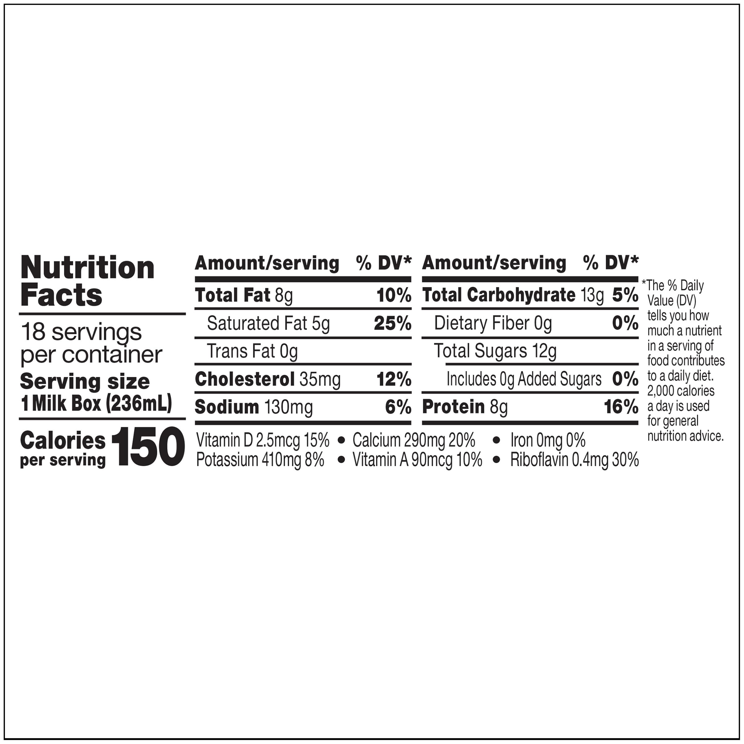 Horizon Organic Whole Milk 18-Pack, 8 fl oz Cartons - Perfect for School Lunches, Office Snacks & Healthy Family Breakfasts