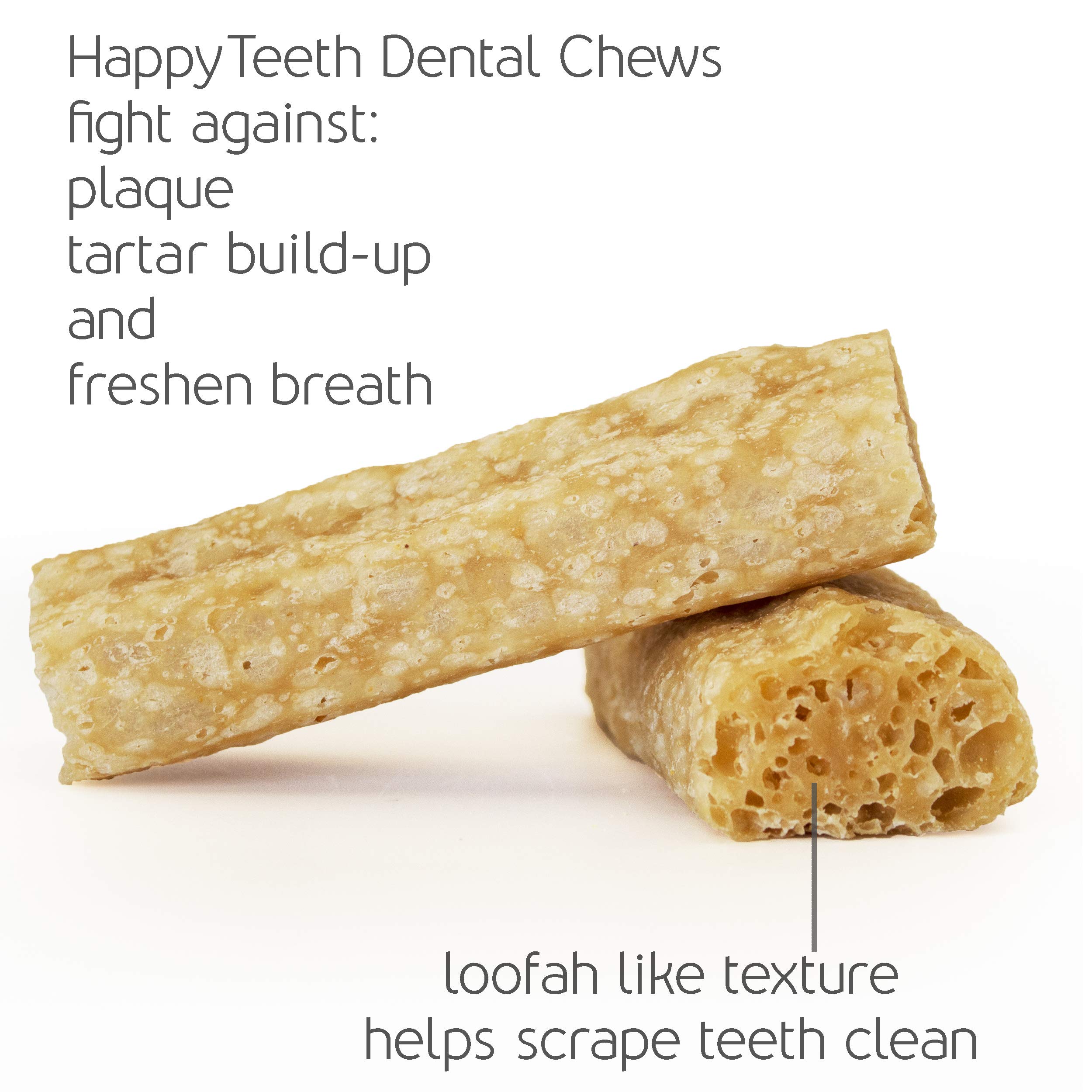 Happy Teeth Natural Cheese Dog Chews - Dental Treats for Dogs | Gluten Free, Lactose Free, Wheat Free, Soy Free | Cheese, Peanut, Bacon Flavors | 2 Chews per Resealable Pouch, 3 Pouches per Pack | Promotes Oral Health & Fresh Breath - Perfect for Training, Rewards, and Daily Dental Care