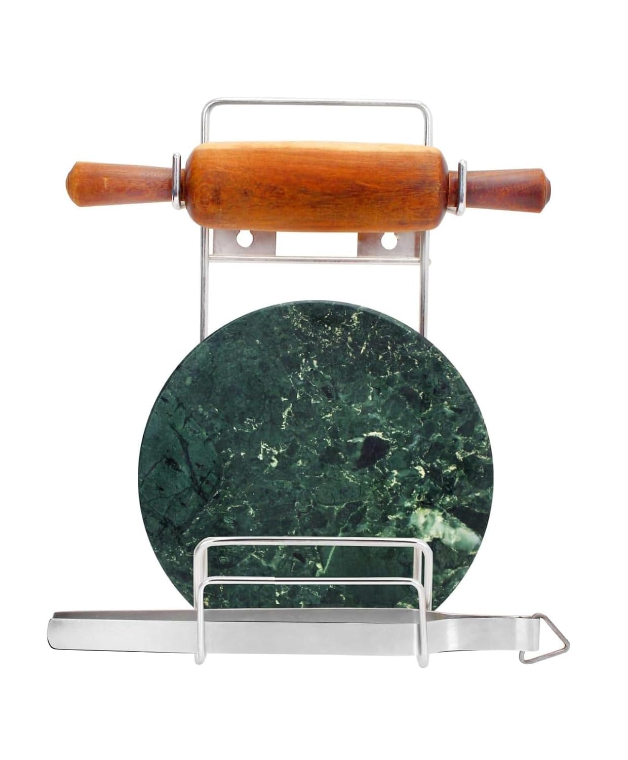 NH10 DESIGNS Stainless Steel Chakla Belan Holder - Rust-Free 3-in-1 Kitchen Organizer with Wall Mount Stand for Rolling Pin & Board | Perfect for Indian Cooking, Baking & Small Space Kitchen Organization