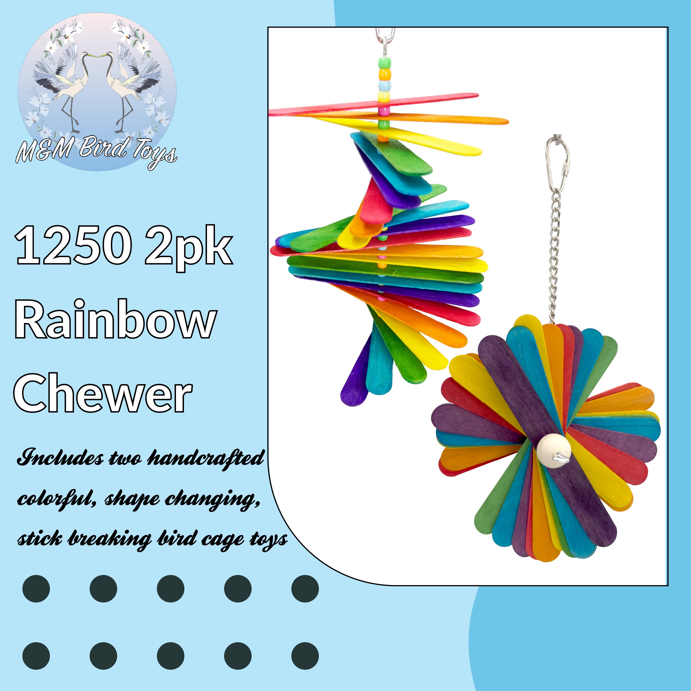 1250 2pk Rainbow Chewer Dog Toys - Durable Chew Toys for Aggressive Chewers, Interactive Play & Teeth Cleaning - Perfect for Large & Medium Dogs, Puppies, Indoor & Outdoor Use