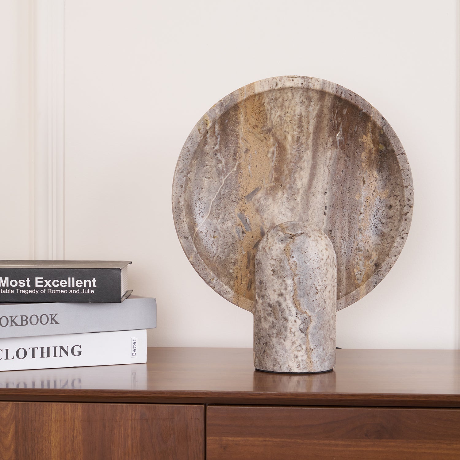 Eclipse Stone Table Lamp - Modern LED Night Light for Bedroom, Living Room & Office - Natural Stone Base with Adjustable Brightness - Perfect for Reading, Relaxation & Decoration