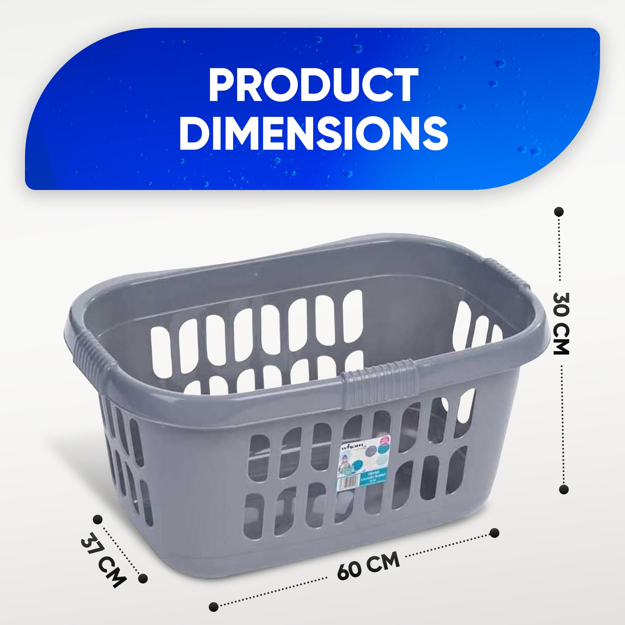 Large Plastic Laundry Basket with Comfortable Handles - Space Saving Storage Solution for Clothes, Bathroom & Household | Perfect for Laundry Room, Dorm, Apartment & Closet Organization