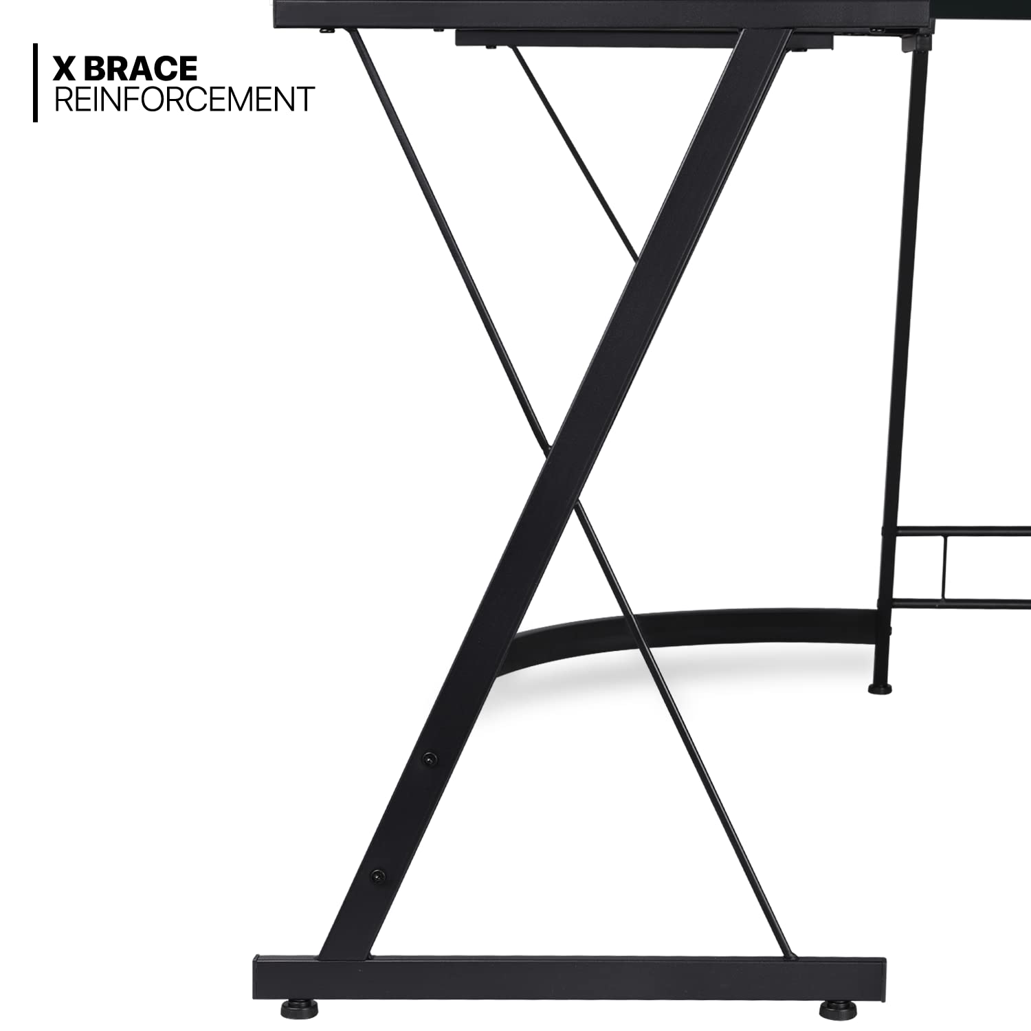MoNiBloom L-Shaped Gaming Desk with Metal Frame - Corner Computer Desk for Home Office, Study & Gaming - Space-Saving L-Shaped Workstation (Black) | Perfect for Small Rooms, Streaming Setup & Multi-Monitor Gaming Stations