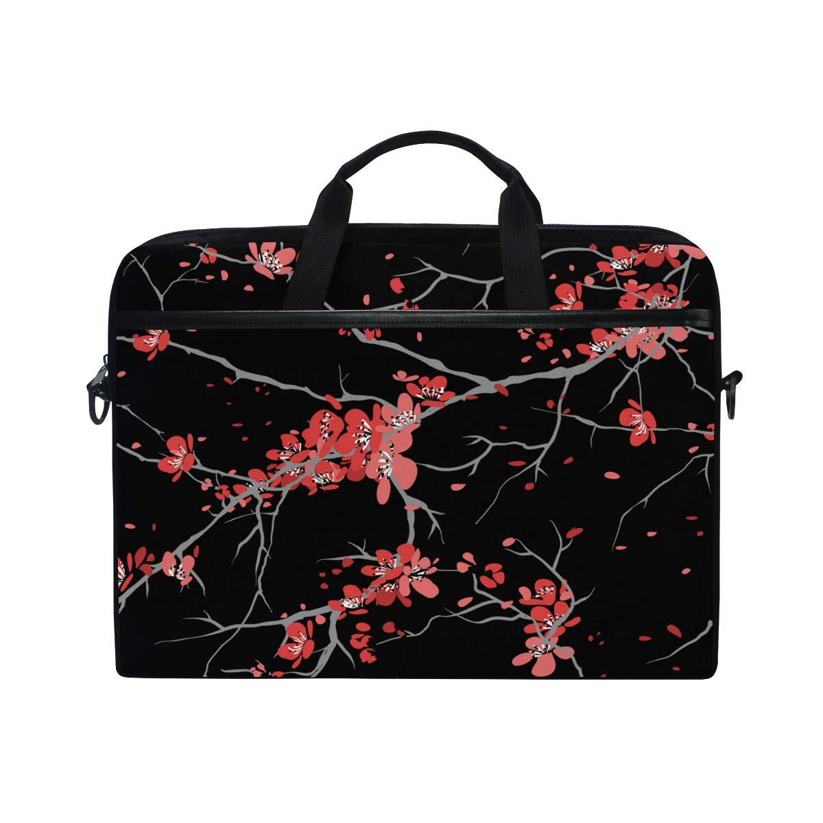 ALAZA Cherry Blossom Floral Laptop Sleeve Case - Convertible Crossbody Messenger Bag with Strap Pocket for MacBook Air Pro, Dell, HP, Lenovo 14-15.4 Inch - Perfect for Work, School & Travel Protection
