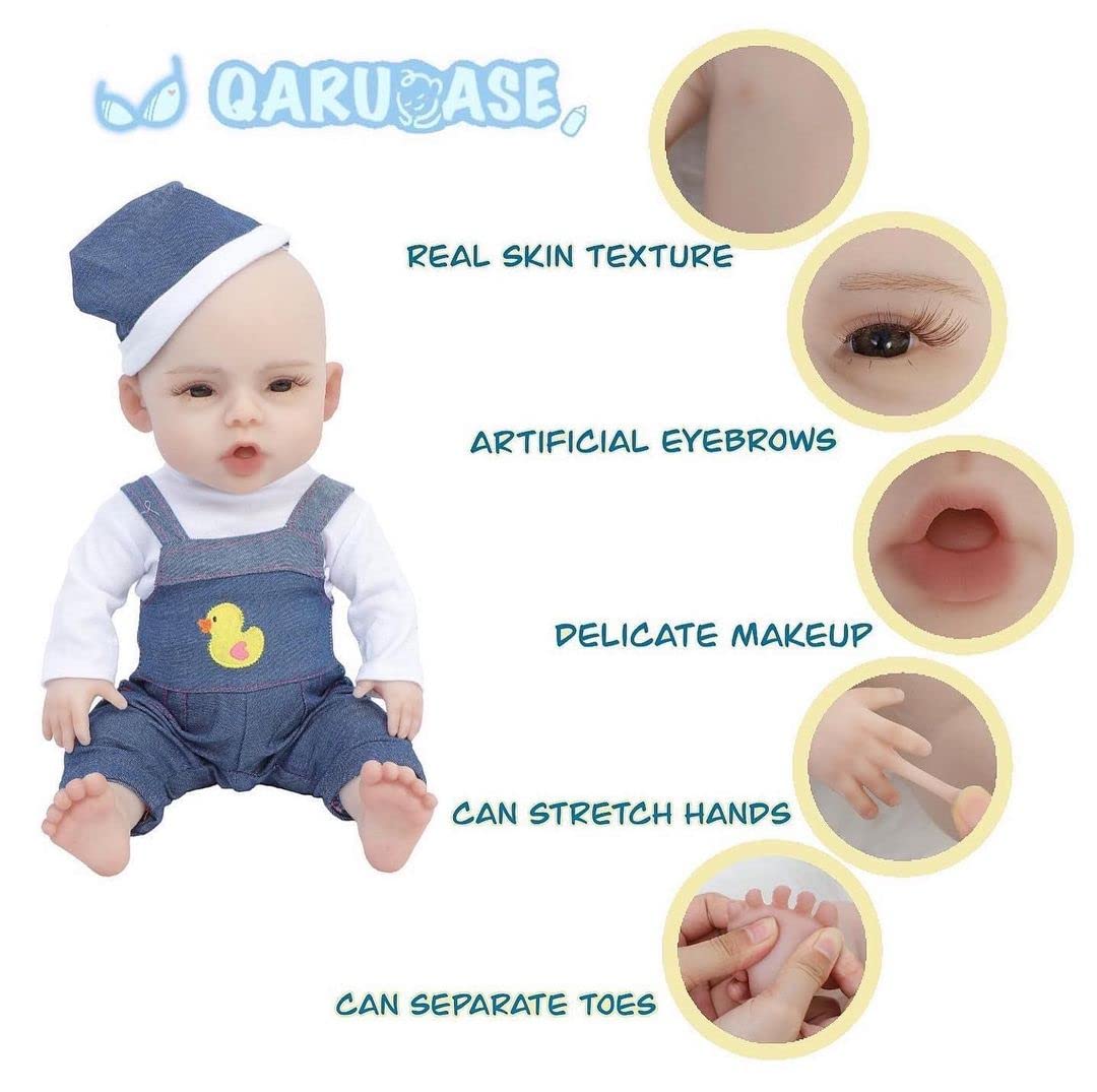 19 Inch Realistic Reborn Baby Boy Doll - Lifelike Silicone Full Body, Soft & Waterproof for Collectors, Photography, and Nursery Decor