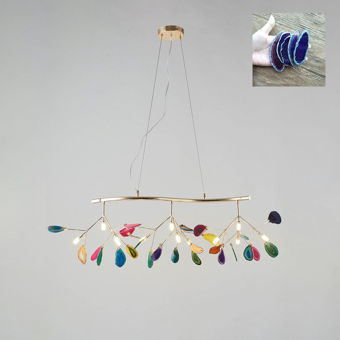 Elegant Agate Flake Chandelier - Natural Stone Crystal Ceiling Light Fixture for Dining Room, Living Room & Bedroom Decor
