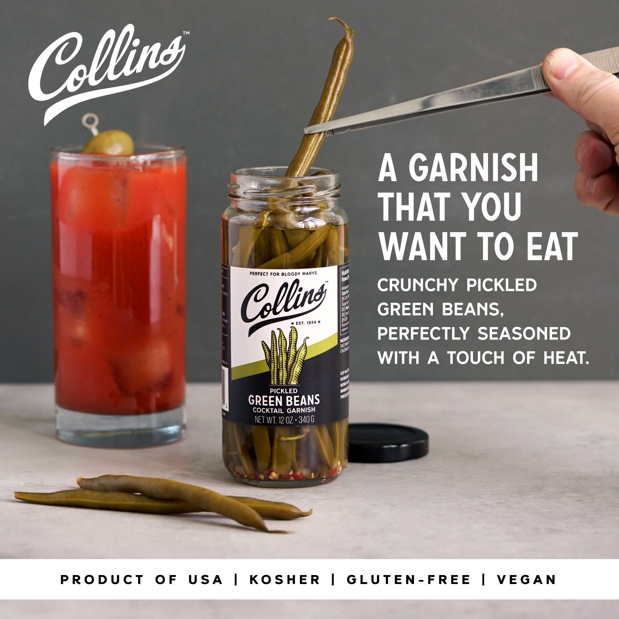 Gourmet Pickled Green Beans - Crunchy & Tangy, 12 oz Jar - Perfect for Salads, Charcuterie Boards & Healthy Snacking