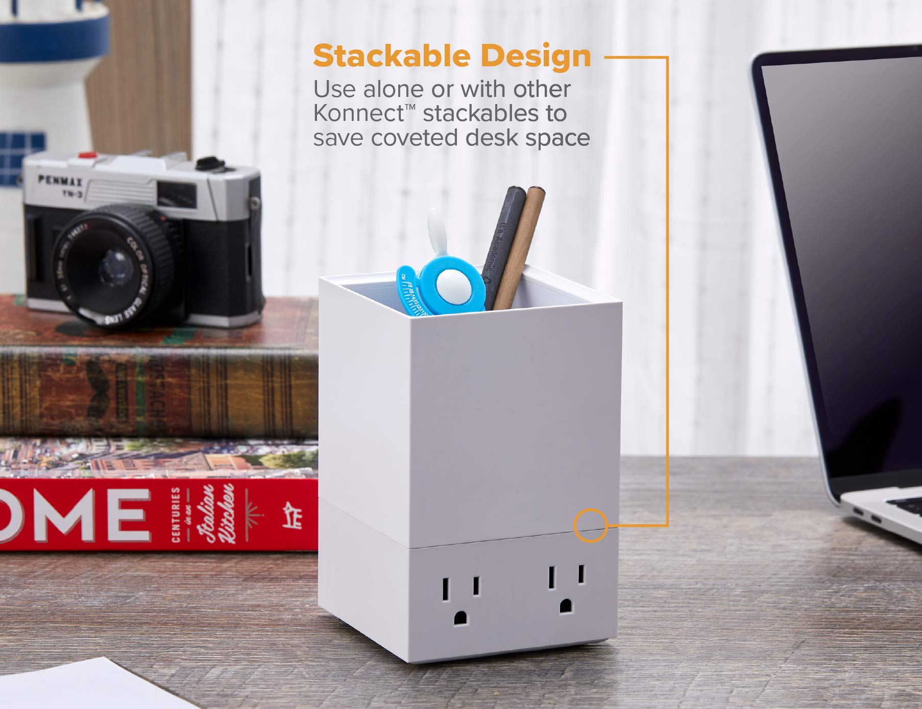 Bostitch Office Konnect Pencil Cup Desk Organizer - White Pen Holder for Office & Home Use - Perfect for Desk Organization, School Supplies & Workspace Accessories