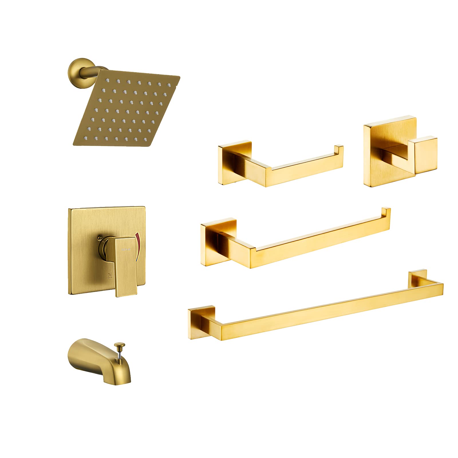 Esnbia Shower Tub Faucet Set with Wall Mounted Towel Bar - Brushed Nickel Finish - Complete Bathroom Fixture Kit for Modern Homes - Perfect for Bathroom Renovation and Spa-Like Shower Experience