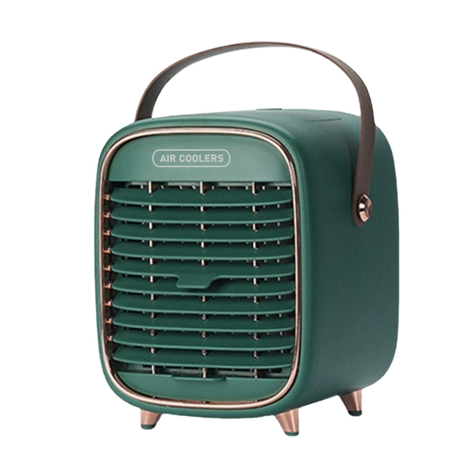 Tenbroman Portable Air Conditioner Fan - Retro Rechargeable Mini Air Cooler with 3 Speeds, Battery Powered Desk Fan with Handle & Misting Function | Perfect for Office, Sports, Outdoor Activities & Home Use (Green, 1 Pack)
