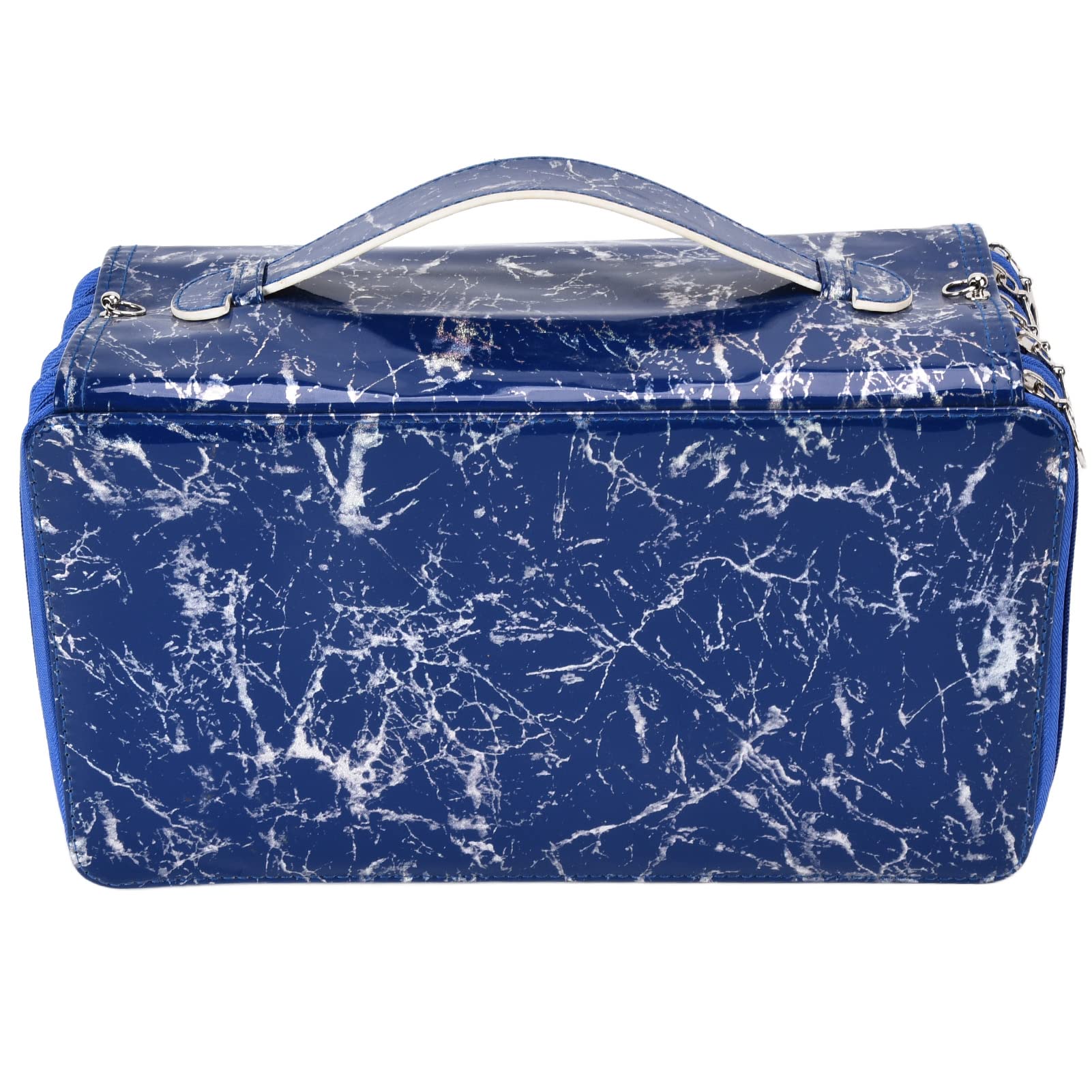 Premium Oxford Cloth Pencil Case with 360 Holes - Large Capacity Stationery Organizer with Comfortable Crimped Texture & Glossy Zipper - 3 Color Options (Blue) - Perfect for School, Office & Travel Organization