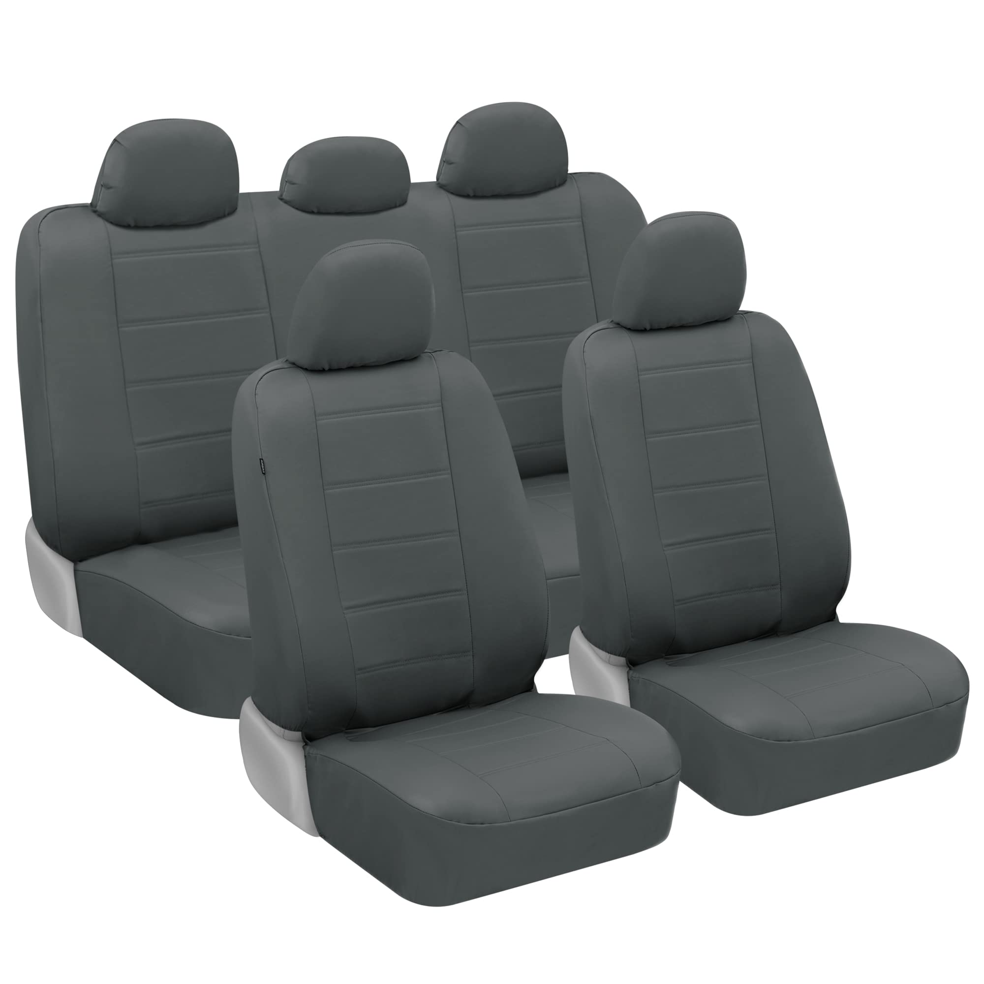 Premium Leatherette Car Seat Covers - Gray PU Leather Auto Accessories for Cars, SUVs & Trucks | Waterproof & Comfortable Seat Protectors for Daily Commute & Road Trips