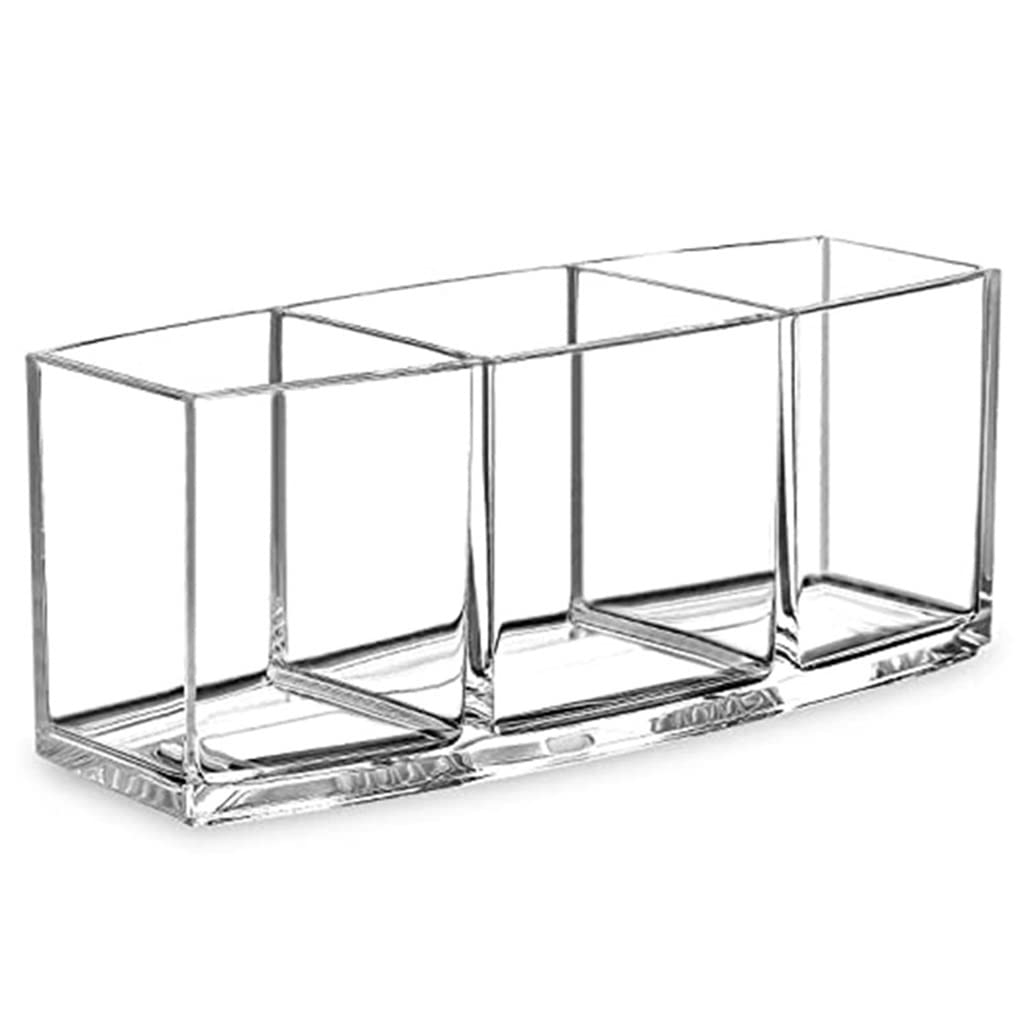 WSSBK 3-Hole Clear Acrylic Makeup Brush Holder - Cosmetic Organizer for Brushes, Eyeliners & Beauty Tools | Perfect for Vanity, Bathroom & Travel Makeup Storage