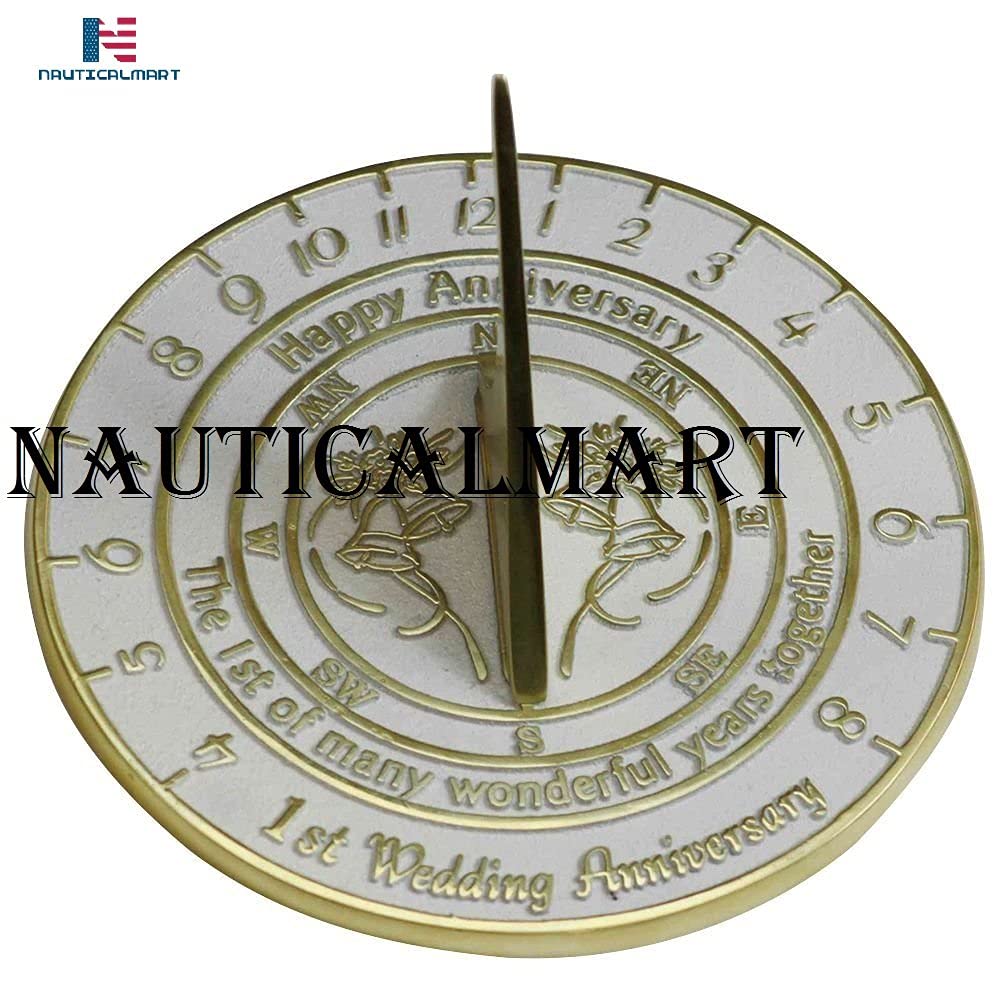 NauticalMart Premium Sundial Gift for 1st Wedding Anniversary - Romantic Outdoor Garden Decor & Unique Keepsake for Couples