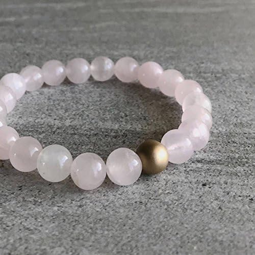 Genuine Rose Quartz Bead Bracelet - 8mm Natural Stone Stretch Bracelet in Silver or Gold | Pink Crystal Jewelry for Women | Perfect for Meditation, Healing & Everyday Wear