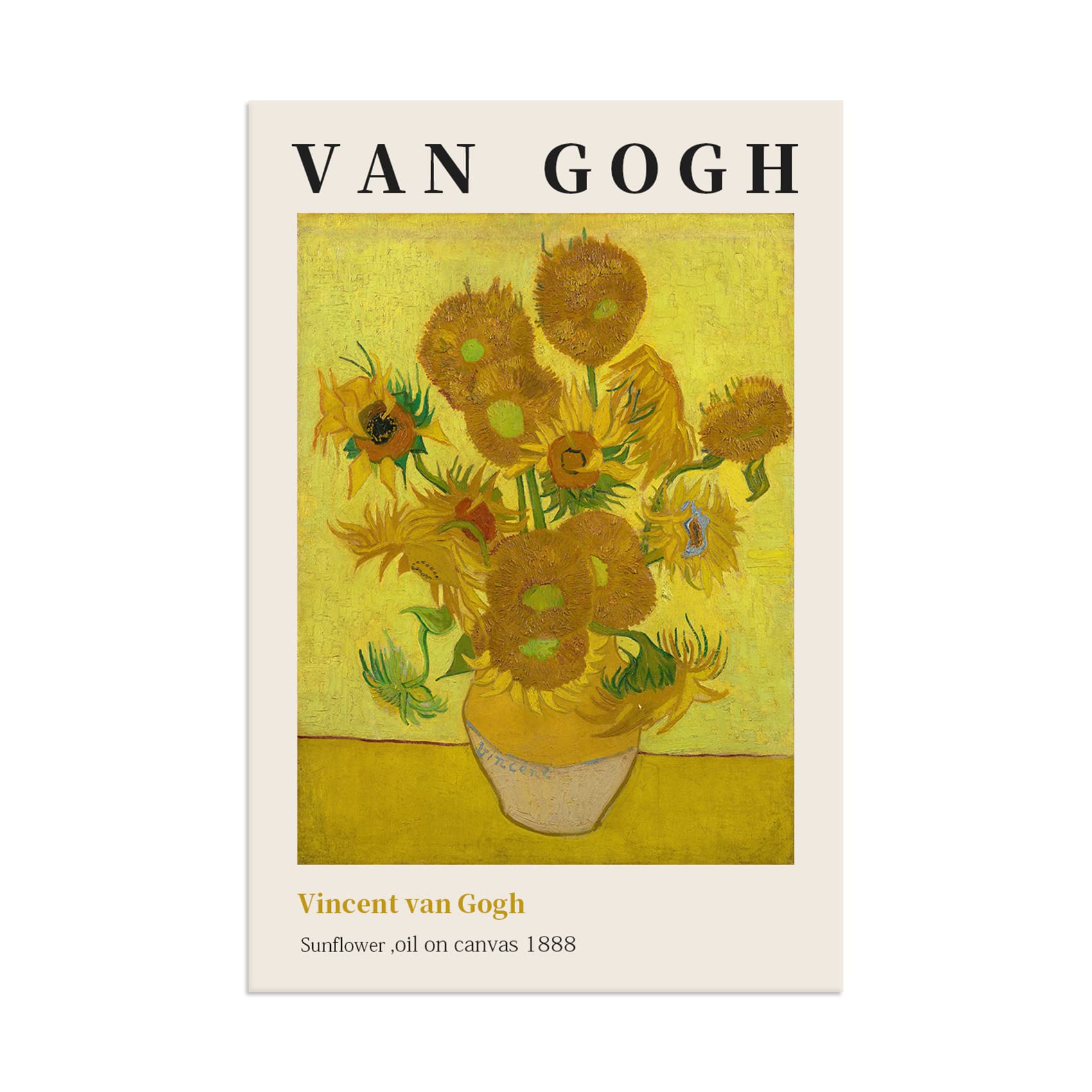 Vase with Twelve Sunflowers Canvas Wall Art - 12x18 Inch Unframed Poster Reproduction for Living Room, Office & Bedroom Decor | Van Gogh Inspired Home Decor | Perfect for Wall Display & Gift Giving