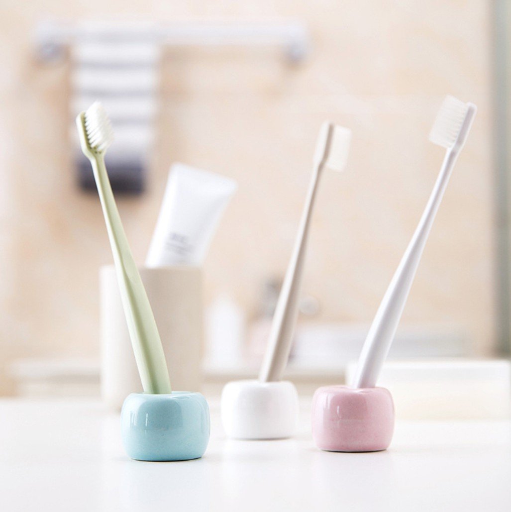 Mini Ceramic Toothbrush Holder - Cute Handmade Bathroom Organizer for Electric Toothbrush Heads & Office Pens, Set of 3 | Perfect for Small Spaces, Travel & Desk Organization
