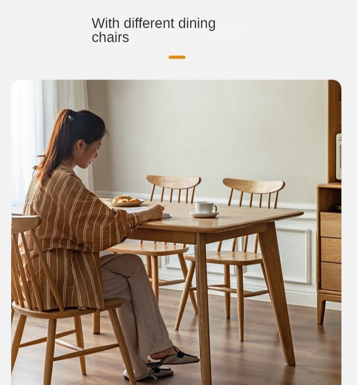 Solid Oak and Ash Wood Nordic Dining Table - Modern Scandinavian Style for Home, Kitchen, and Dining Room Decor