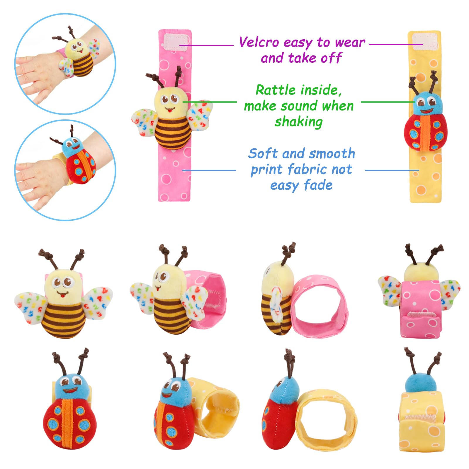 Bloobloomax Baby Rattles Toys 0-12 Months - Hand & Foot Toys for Newborns - Perfect Baby Shower Gifts for Girls & Boys
