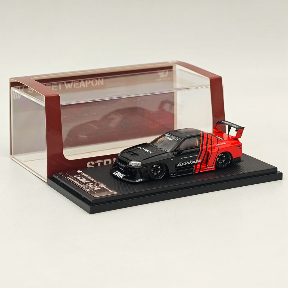 1:64 Scale Nissan Skyline LBWK ER34 Super Silhouette Diecast Model Car - Street Weapon Series with ADVAN Design - Perfect for Collectors, Racing Enthusiasts, and Display Showcases
