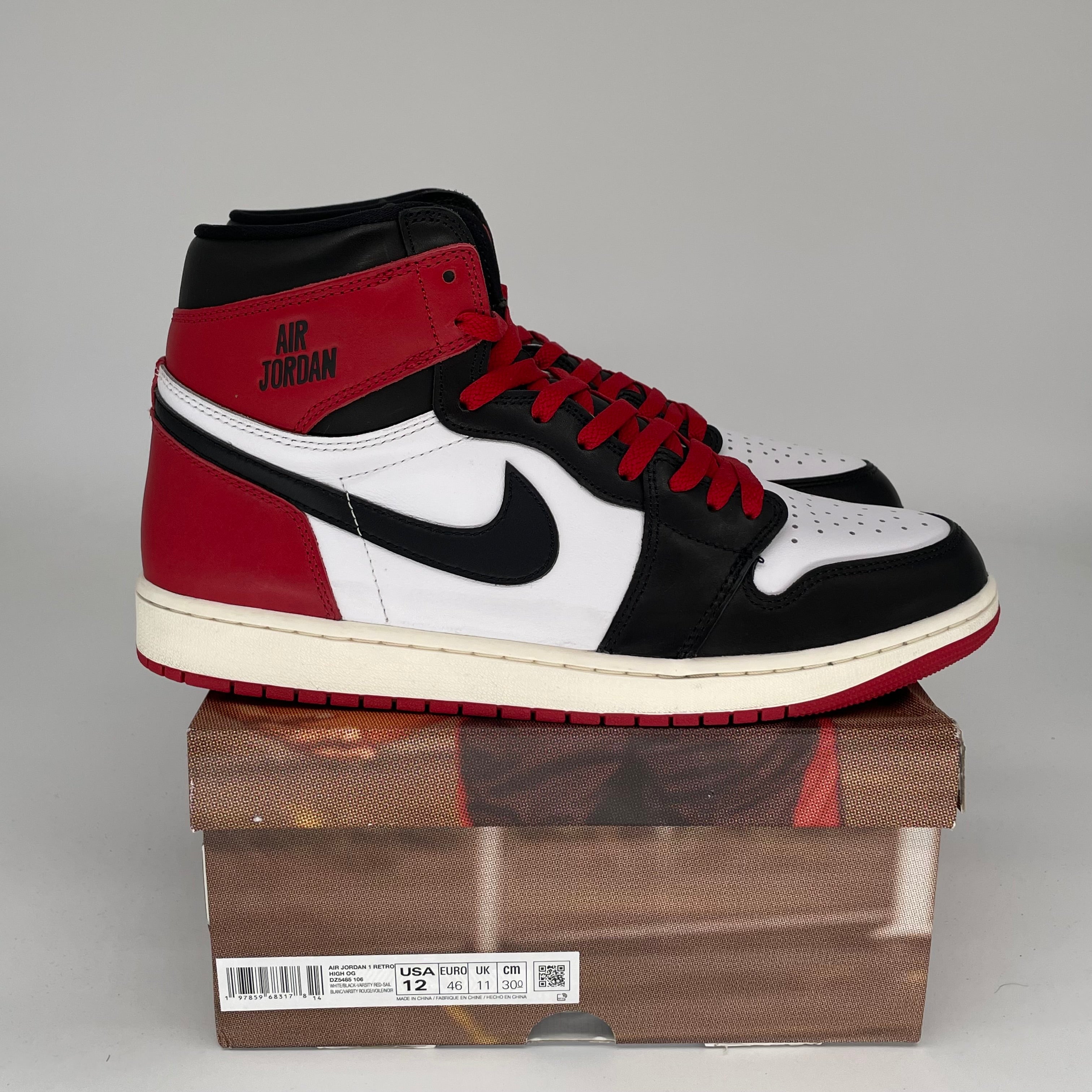 AIR JORDAN 1 Black Toe Reimagined - Men's Size 12 Basketball Shoes (DZ5485-106) | Retro High-Top Sneakers for Streetwear & Court Performance