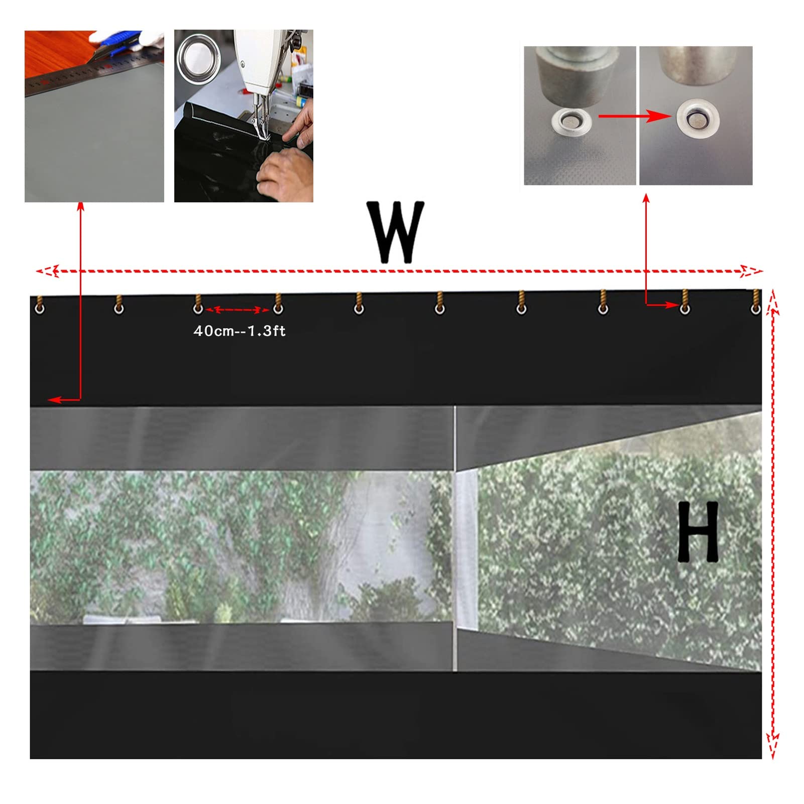 Heavy-Duty Clear Outdoor Curtains 3x1.6m (9.84x5.25ft) - Waterproof Tarpaulin Gazebo Curtains with Zipper for Pergolas, Canopies, Tents & Garage Doors - Perfect for Garden Shade, Patio Privacy & Weather Protection