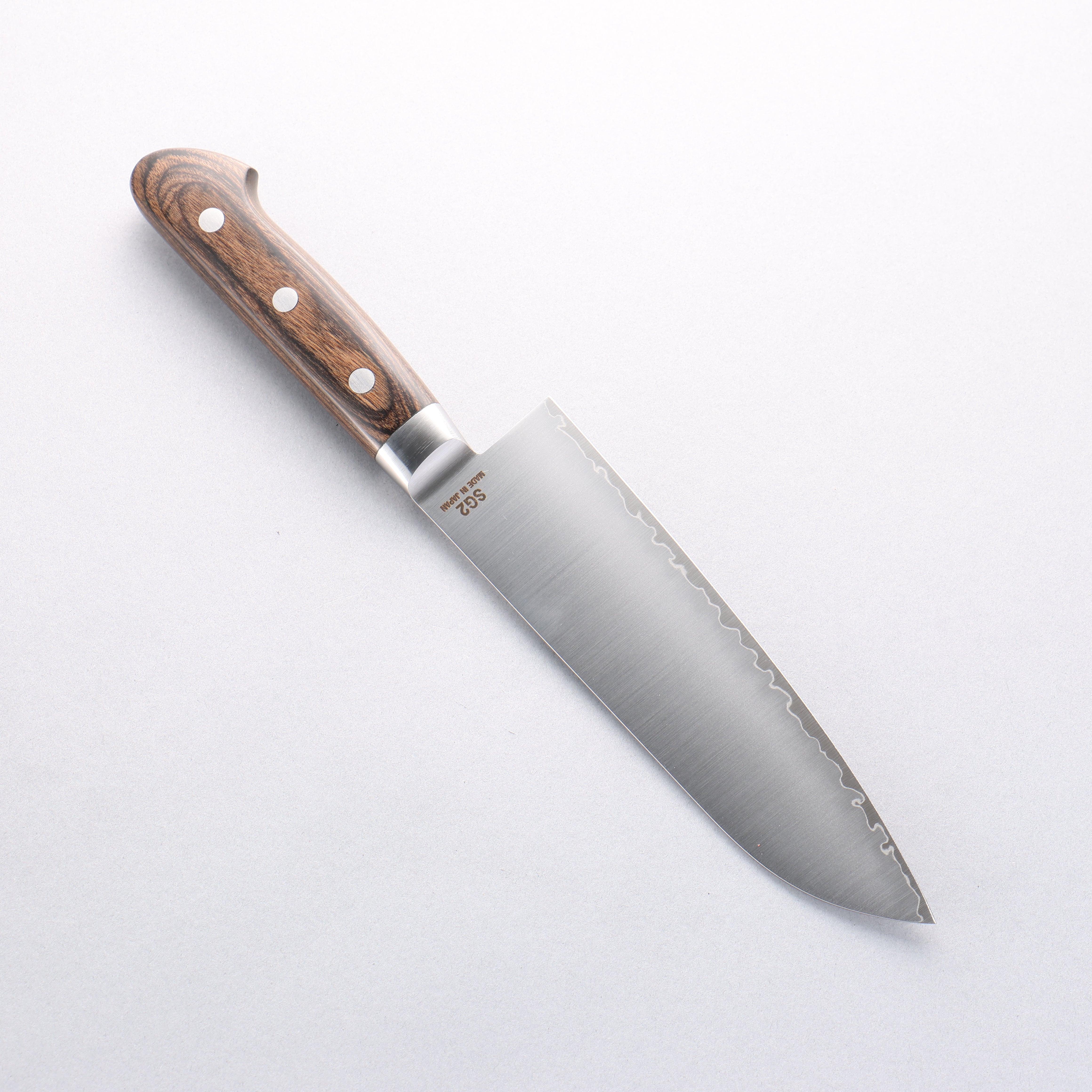 Higuchi SG2 Santoku Knife 180mm - Japanese Chef Knife with Brown Pakka Wood Handle - Perfect for Slicing, Dicing, and Chopping Vegetables, Meat, and Fish
