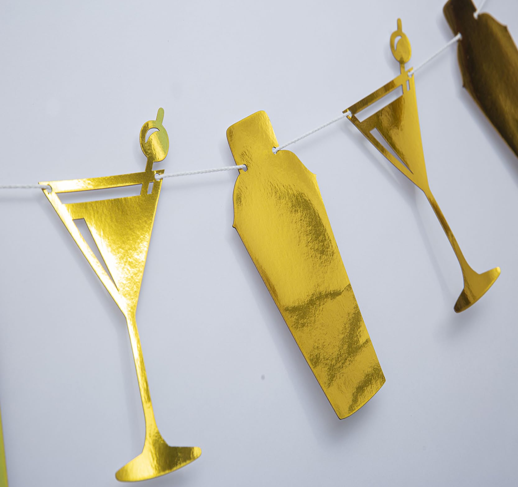 Sparkling Gold Martini Party Banner - Elegant Martini Theme Birthday & Bachelorette Party Decorations - Perfect for Cocktail Bars, Engagement Parties & Bridal Showers - Includes Martini Shaker Garland for Festive Celebrations