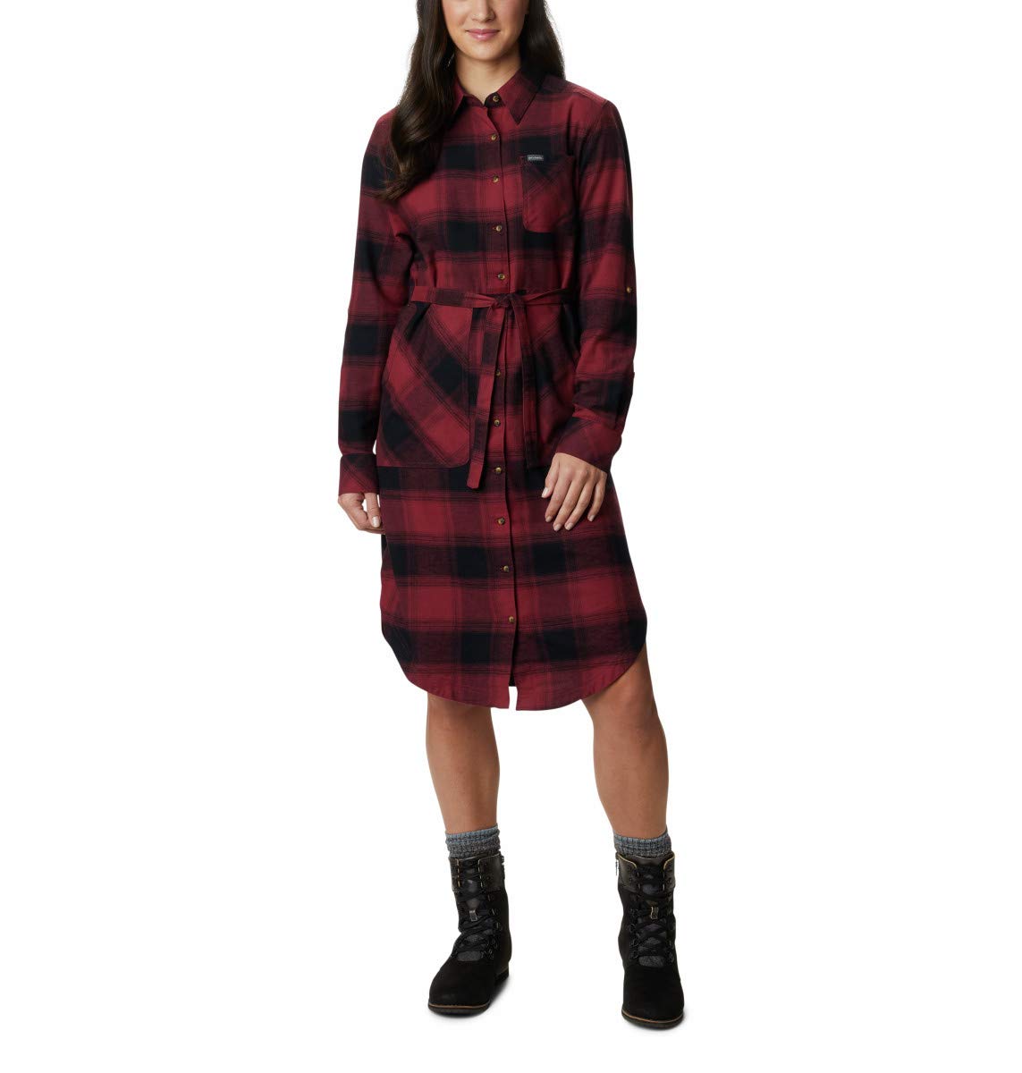 Columbia Women's Pine Street Long Sleeve Button Down Shirt Dress - Casual Summer Flowy Dress for Outdoor Activities, Travel & Work Wear