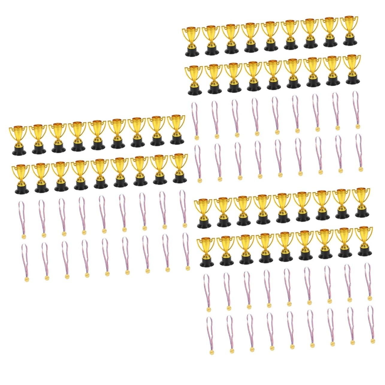 INOOMP 108 Pcs Early Learning Trophies & Party Medals - Bulk Mini Toy Awards for Kids Classroom Rewards, Sports Day Prizes & Birthday Party Favors