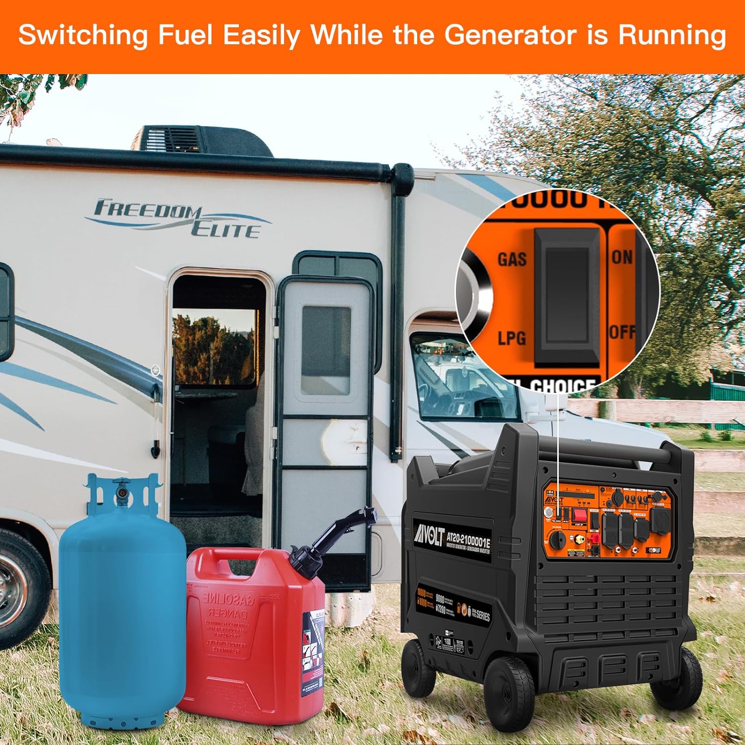 Aivolt 8000W/10000W Dual Fuel Inverter Generator with 50 Amp Output & Remote Electric Start - Portable Power for Camping, RV Trips & Home Backup