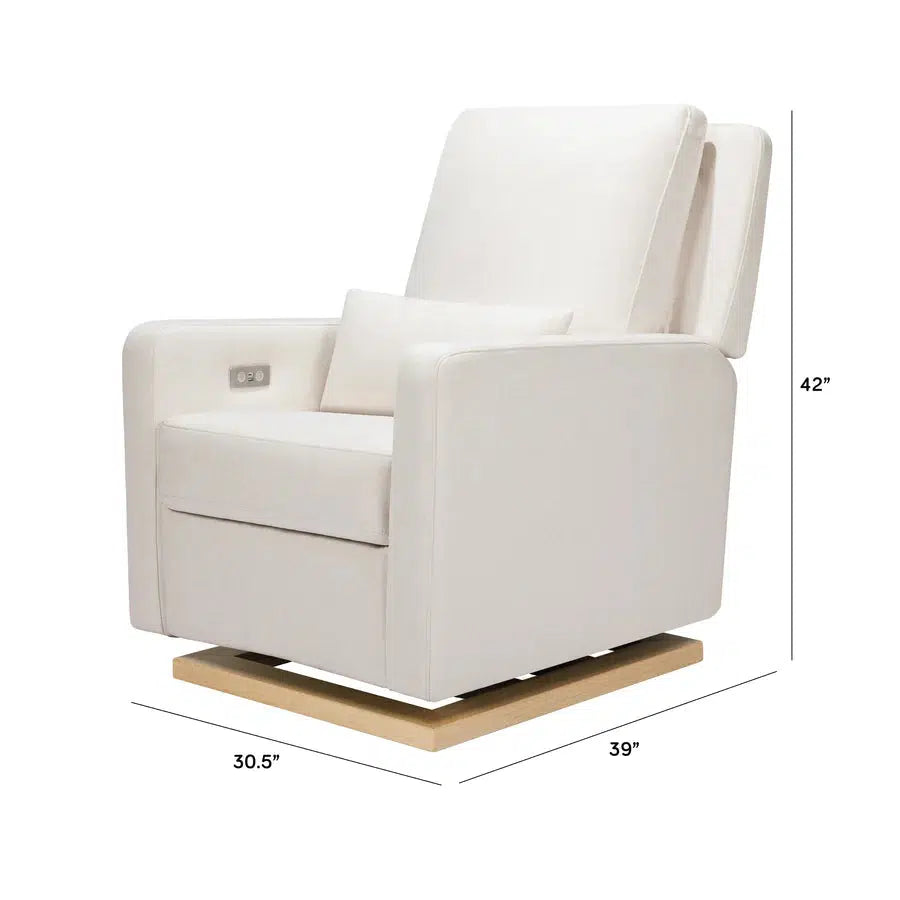 Babyletto Sigi Electronic Glider and Recliner Chair - Cream Eco Weave Performance Fabric for Nursery, Breastfeeding & Relaxation | Modern Rocking Chair for Baby Room