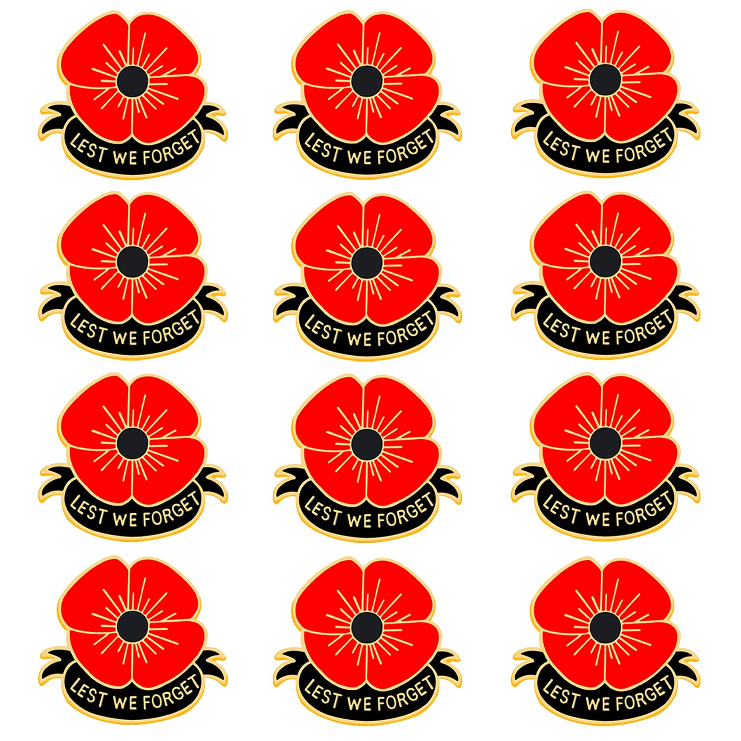 2 Pcs 6 Pcs 12 Pcs Red Poppy Flower Lapel Pins for Women - Memorial Day Veterans Day Remembrance Day Brooches - Perfect for Clothing, Hats, Bags & Gifts