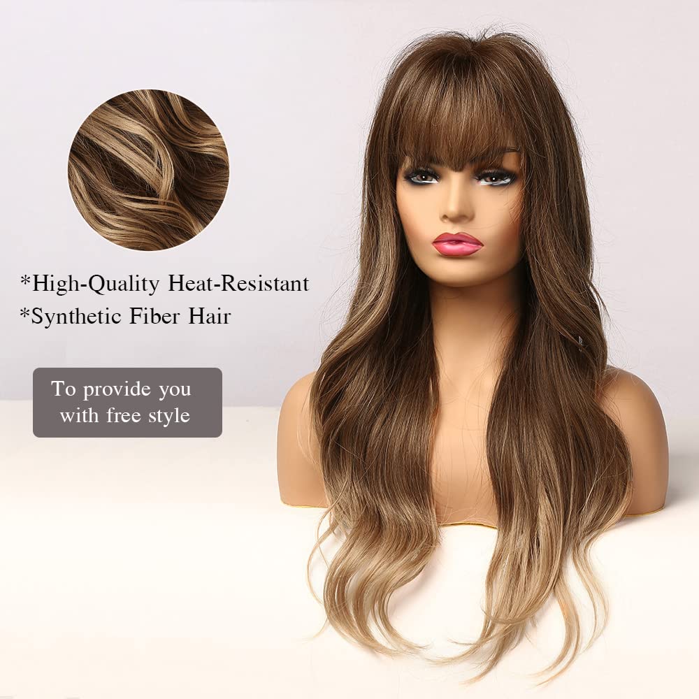 Esmee Long Brown Ombre Blonde Synthetic Heat Resistant Wig for Women - Perfect for Cosplay, Halloween, Parties & Daily Wear
