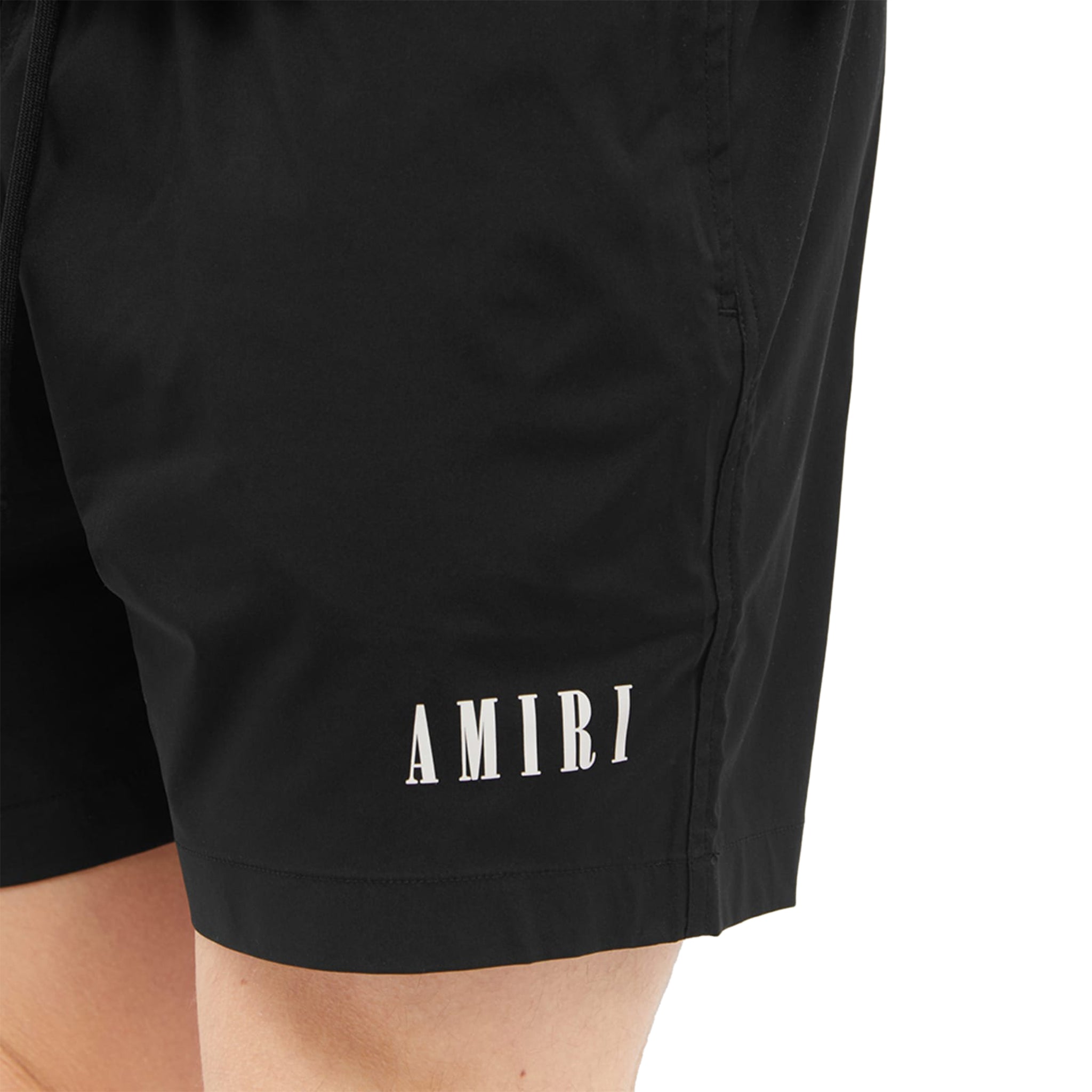 Amiri Core Logo Swim Shorts for Men - Black Quick-Dry Swim Trunks with Adjustable Waistband - Perfect for Beach, Pool, and Summer Vacations