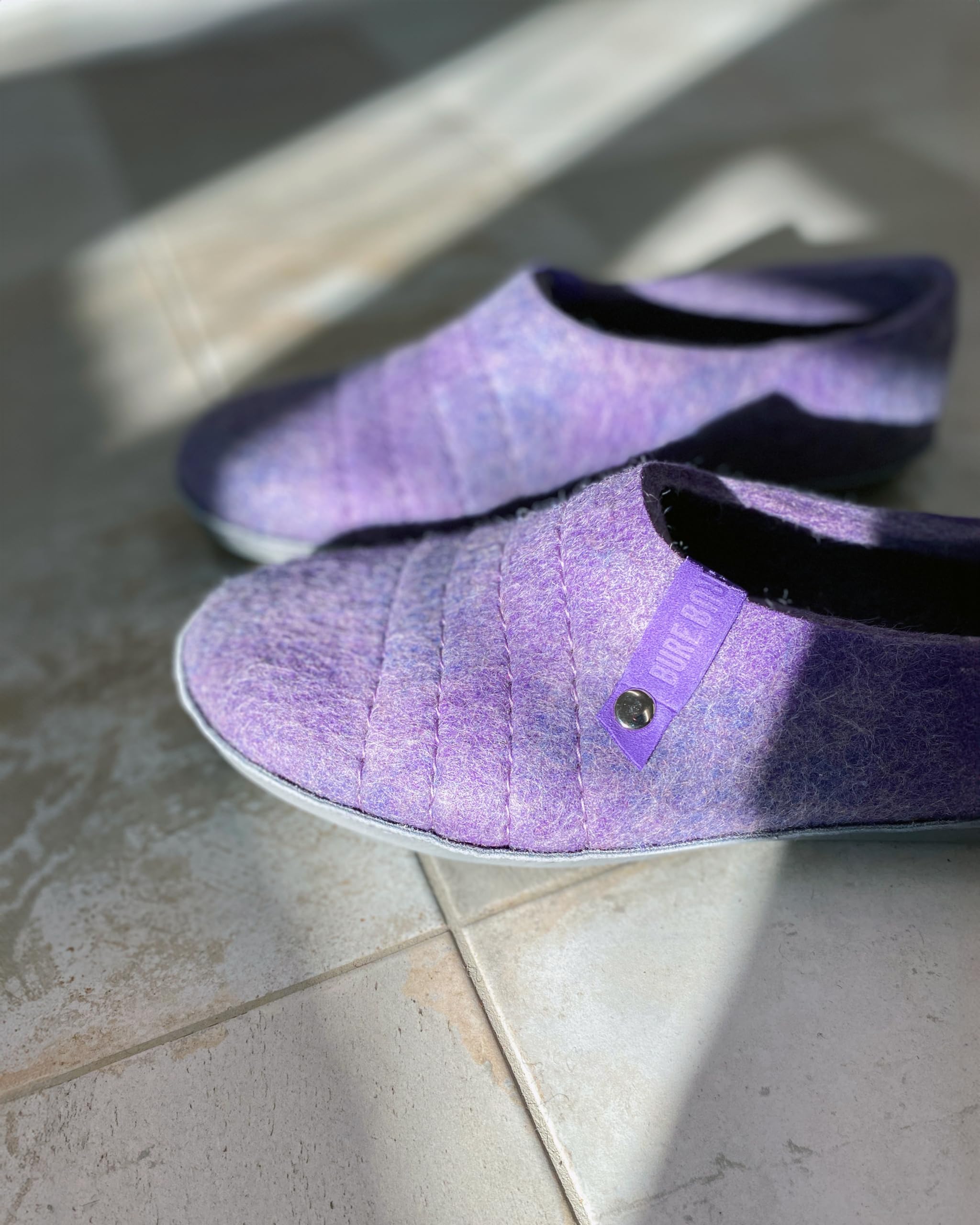 Women's Natural Boiled Wool Slippers - Cozy Felted House Shoes for Women in Coral & Blue | Perfect for Indoor Comfort, Winter Warmth & Relaxation at Home