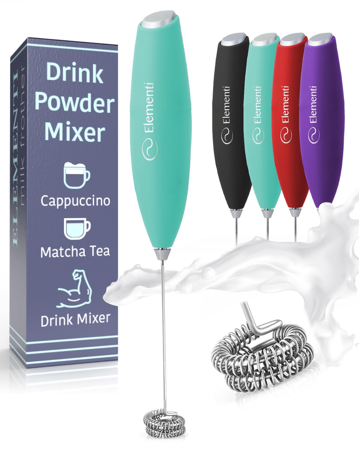 Electric Drink Stirrer for Protein Powder, Coffee & Greens - Mini Whisk Mixer for Smoothies, Shakes & Baking - Portable Handheld Blender for Kitchen & Gym Use