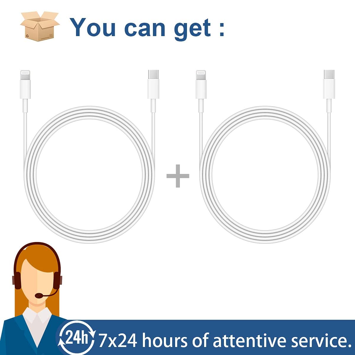 Fast Charging iPhone Lightning Cable 2-Pack - 6.6Ft USB C to Lightning Cable Compatible with iPhone 14/13/12 Series & iPad - Quick Charge for Home, Office & Travel