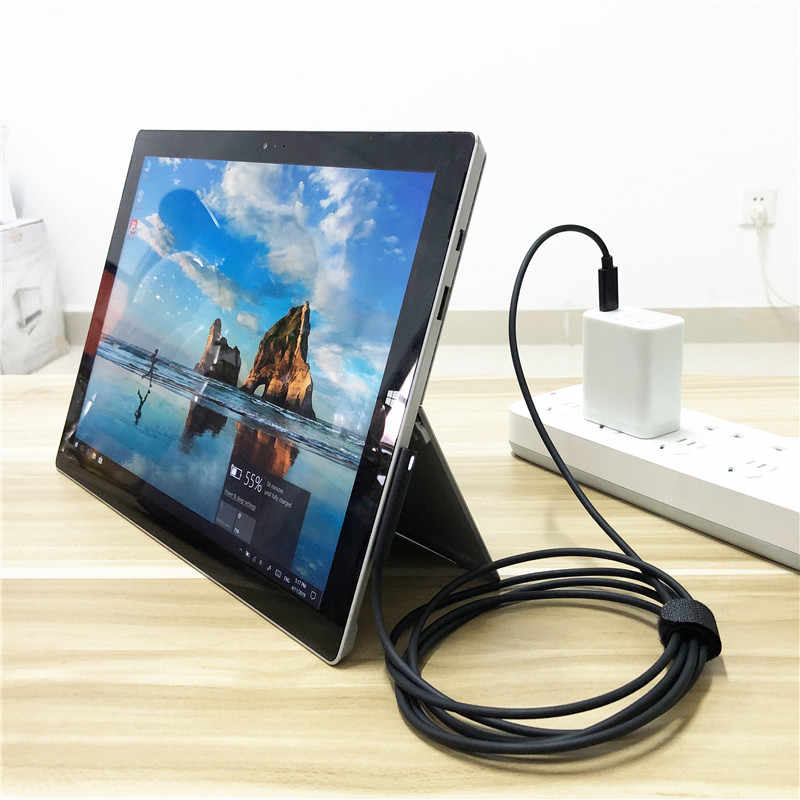 Original Microsoft Surface Charging Cable - Compatible with Surface Pro 3/4/5/6/Go/Book - 15V USB-C PD Fast Charger - Perfect for Home, Office & Travel Use