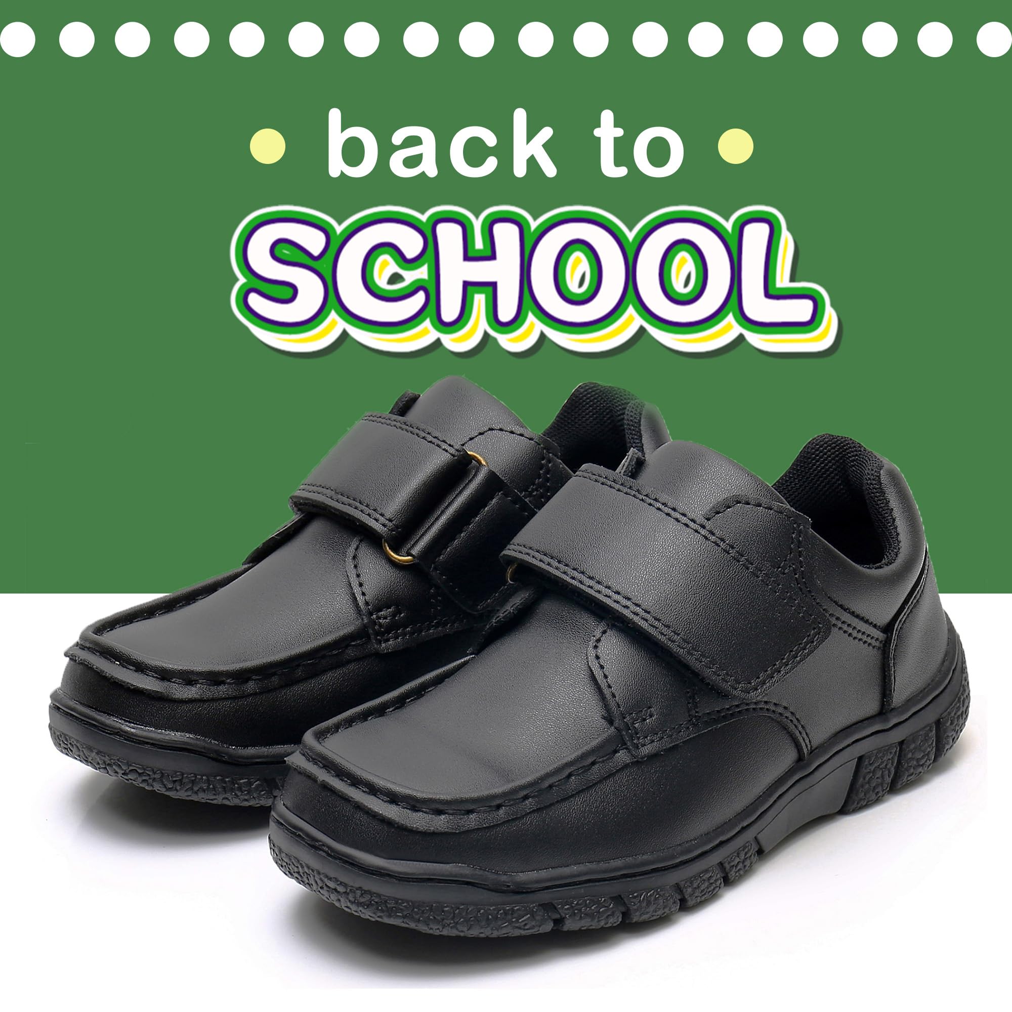 Apakowa Boys' Oxford School Uniform Loafer Shoes - Adjustable Strap Comfort Dress Shoes for Toddler, Little Kid & Big Kid - Perfect for School, Church & Formal Occasions