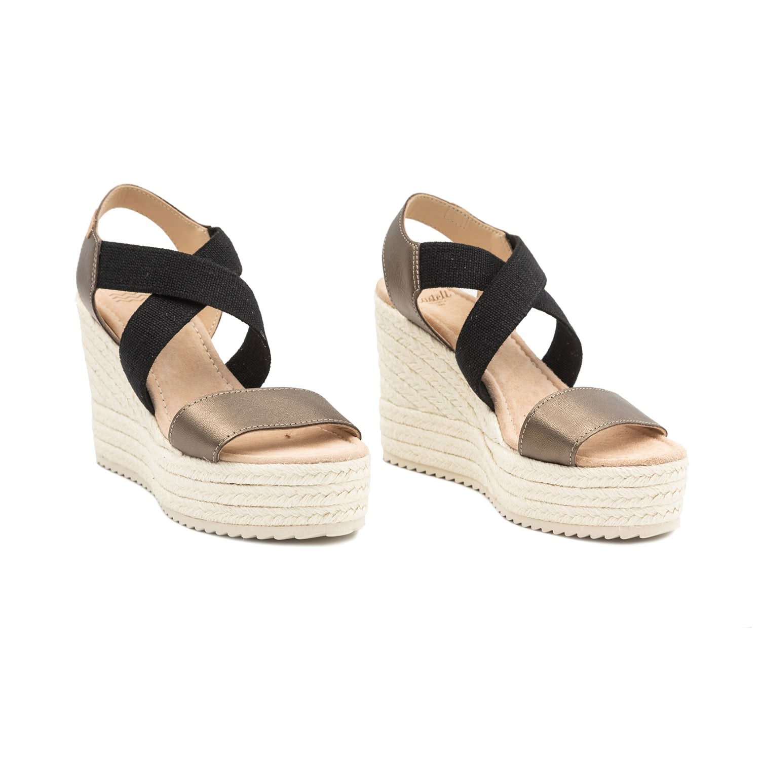 Vintage Metallic 2159 H Open Toe Leather Espadrille Sandals - Elegant Women's Summer Wedges for Beach, Party & Casual Outings