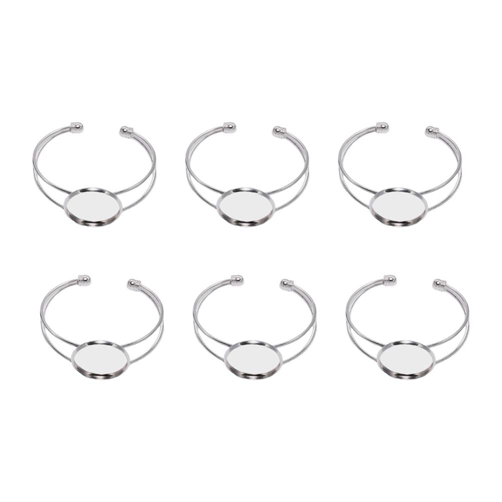 EXCEART 6-Piece DIY Friendship Bracelet Kit - 18mm Blank Tray Wristbands with Copper Round Plates for Jewelry Making | Vintage Style Handmade Accessories for Teens, Best Friends & Couples | Perfect for Gifts, Parties and Craft Projects