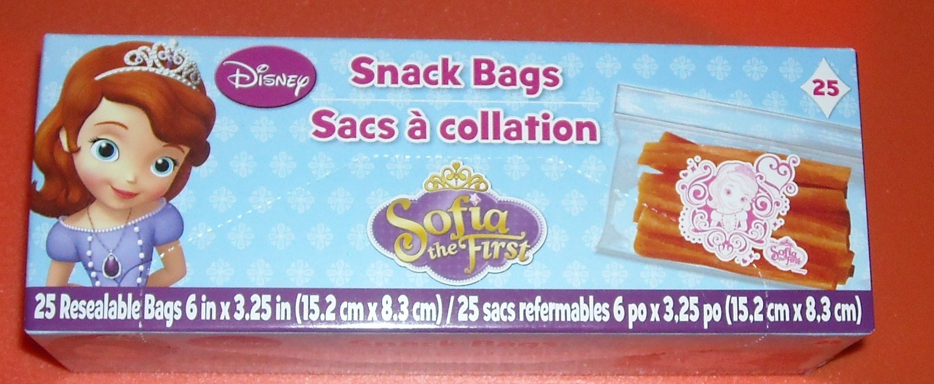 Disney Sofia the First Resealable Snack Bags - 25 Pack | Kids Lunch Bags for School, Travel & Party Snacks | BPA-Free Plastic Food Storage Bags