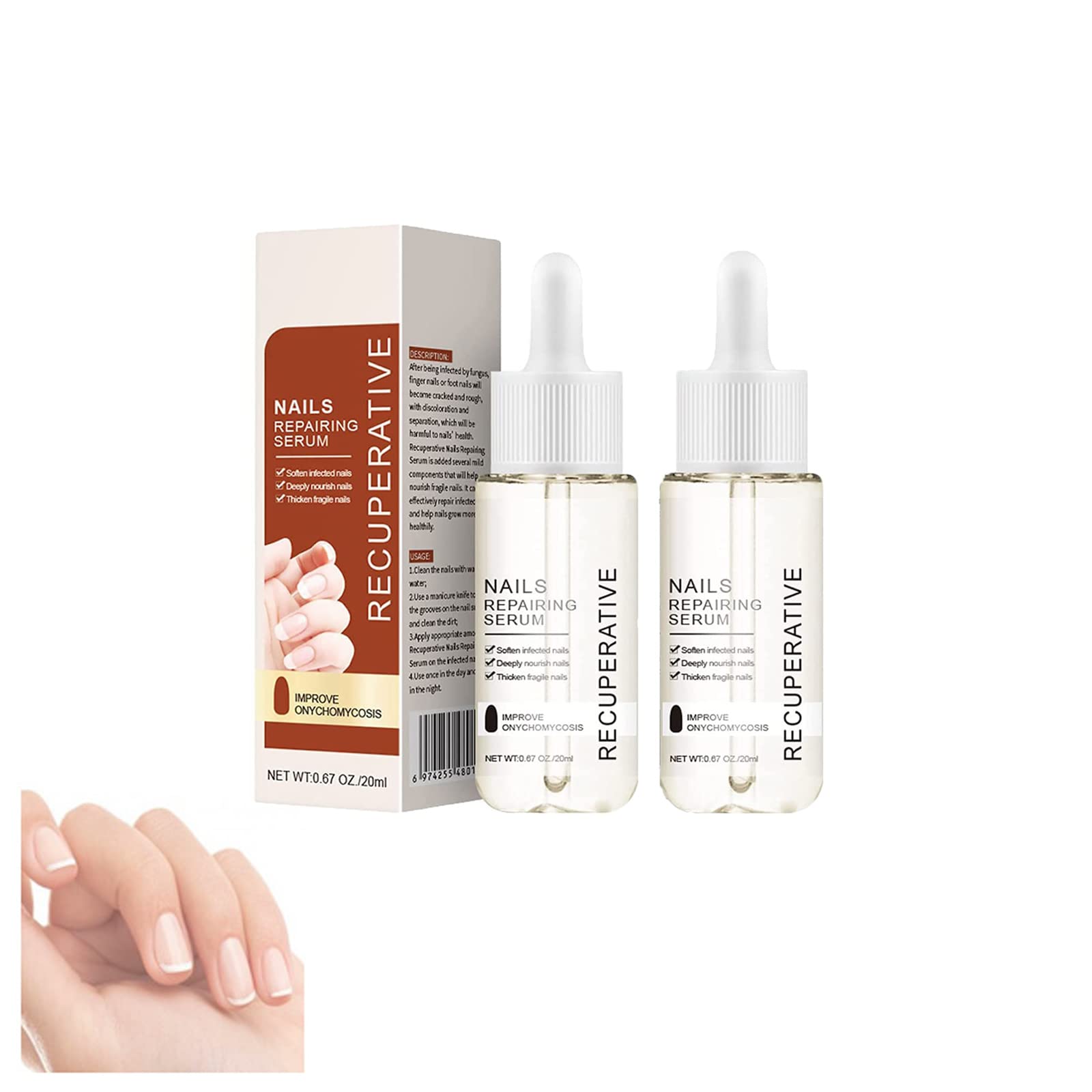 Gfouk 7 Days Nail Growth & Strengthening Serum - Fast Acting Toenail Repair Treatment for Stronger, Healthier Nails - Nail Growth Solution (2 Pack) - Perfect for Damaged, Brittle Nails & Fungal Nail Care
