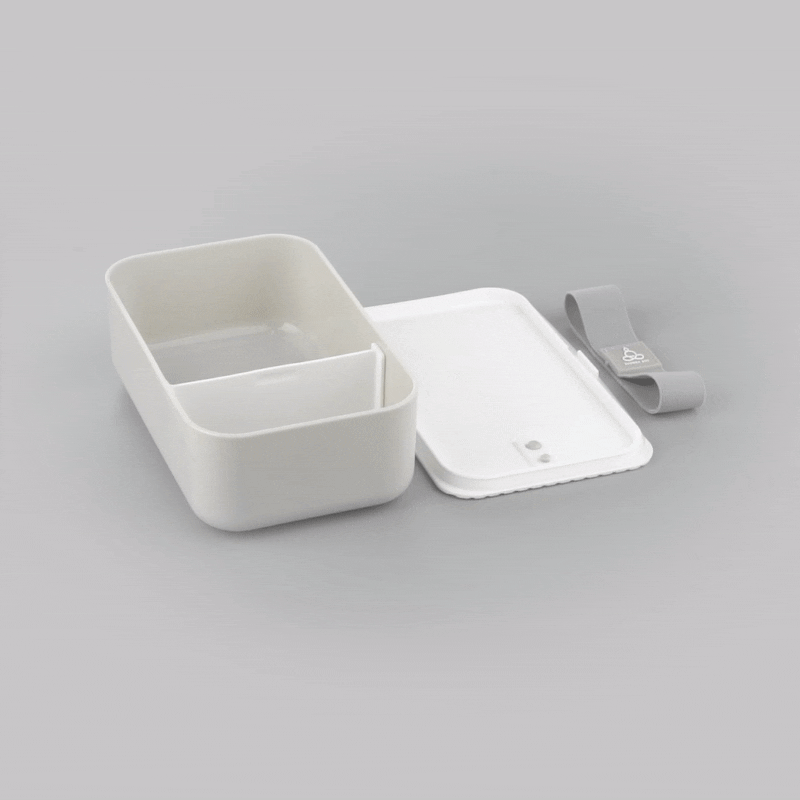 Bento Tek 34 oz Gray Buddha Box Lunch Container with White Lid - 7.5