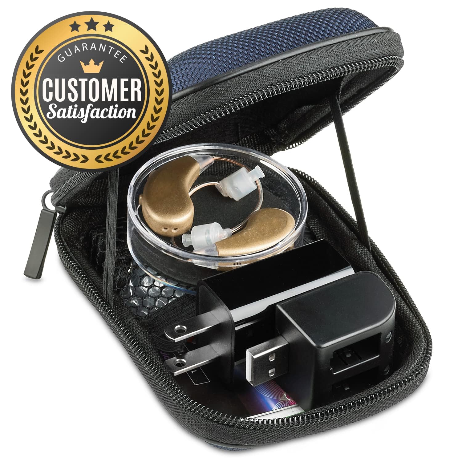 Digital Hearing Amplifiers (2-Pairs) - Rechargeable BTE Personal Sound Enhancer with USB Charging Dock - Premium Gold Behind-The-Ear Hearing Aid - Ideal for TV Watching, Conversations & Outdoor Activities - MEDca Certified