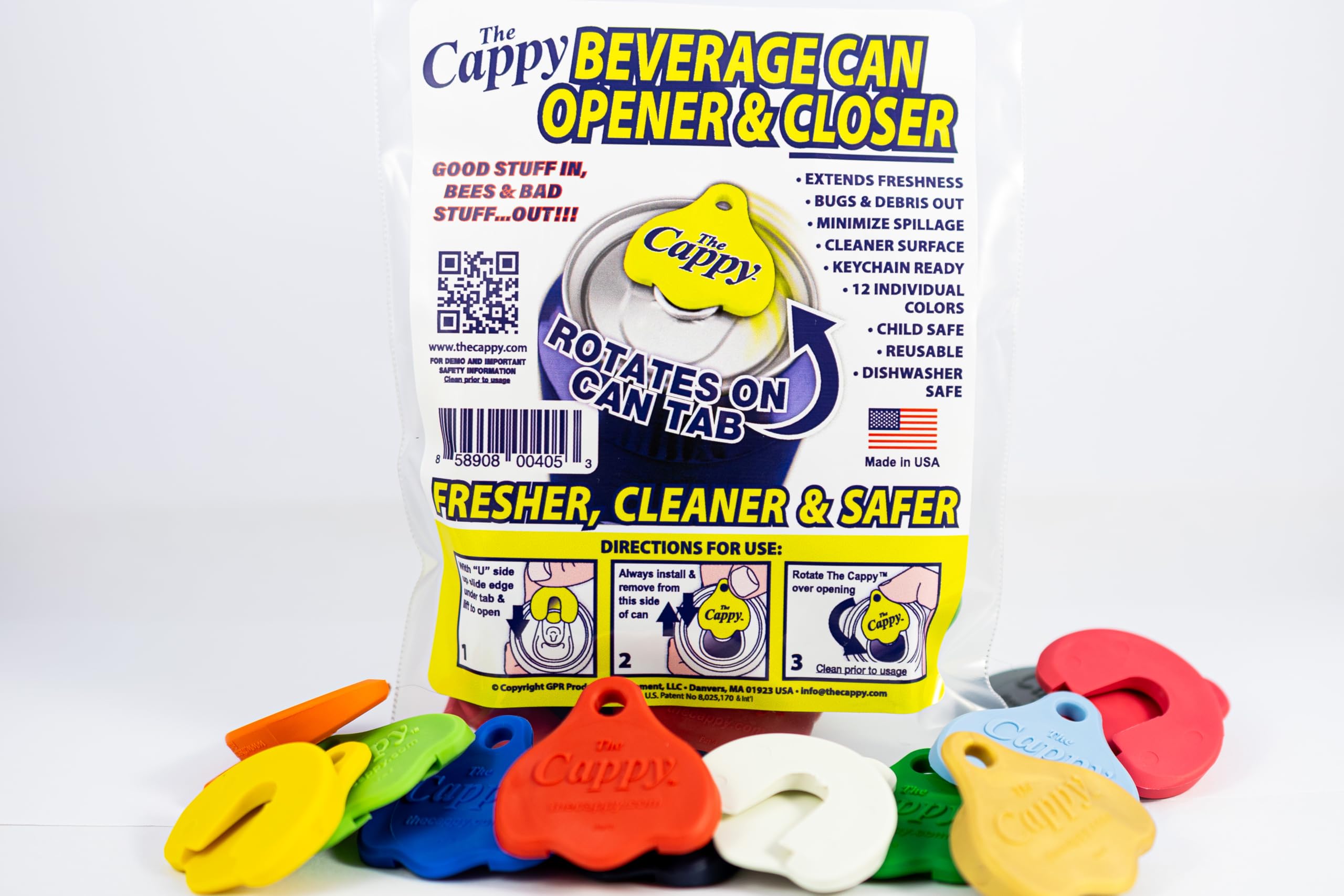 BEST Beverage Can Opener & Closer - Cappy 12-Color Pack | Easy Open & Reseal Cans | Perfect for Soda, Beer & Energy Drinks | Kitchen, Camping & Party Essential
