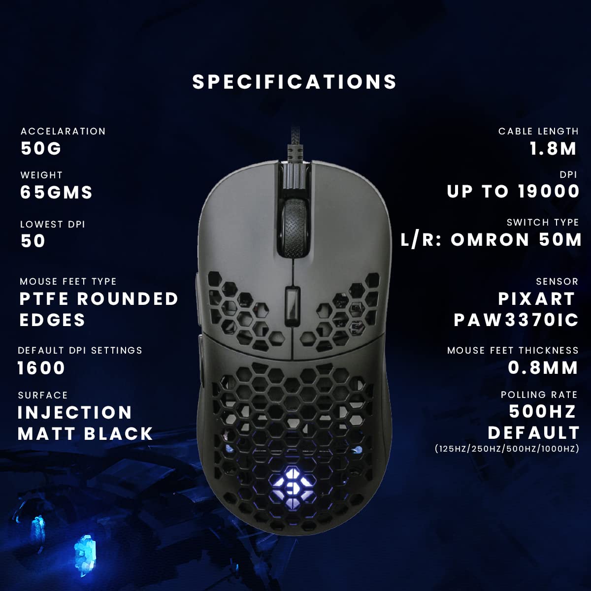 Cosmic Byte Unisex Kilonova 3370IC PRO X-Light Wired Gaming Mouse - 16000 DPI, 7 Buttons, RGB Lighting - Perfect for FPS, MOBA & Esports Gaming (Black)